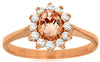 ESTATE .72CT DIAMOND & AAA MORGANITE 14KT ROSE GOLD OVAL & ROUND FLOWER FUN RING