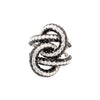EXTRA LARGE 7.3CT WHITE & BLACK DIAMOND 18KT WHITE GOLD MULTI ROW LOVE KNOT RING