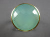 ESTATE LARGE 7.70CT AAA BLUISH GREEN CHALCEDONY 14KT YELLOW GOLD FILIGREE RING