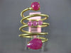 ESTATE LARGE 5.25CT RUBY 14KT YELLOW GOLD ROUND & PEAR SHAPE SNAKE FLEXIBLE RING