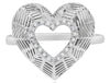 ESTATE .11CT DIAMOND 14KT WHITE GOLD 3D CLASSIC ROUND OPEN HEART LOVE FUN RING