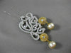 ANTIQUE MASSIVE 2.90CT DIAMOND & PEARL 18K TWO TONE GOLD FILIGREE PENDANT BROOCH