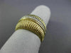 ESTATE WIDE .25CT ROUND DIAMOND 14KT WHITE & YELLOW GOLD 3D MULTI ROW BEAD RING
