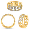 ESTATE WIDE .39CT DIAMOND 14KT YELLOW GOLD 3D CLASSIC MULTI FLOWER FUN RING