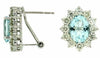 ESTATE 4.70CT DIAMOND & AAA AQUAMARINE 14KT WHITE GOLD OVAL HALO FLOWER EARRINGS