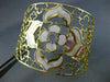 ESTATE LARGE .15CT DIAMOND 14K YELLOW GOLD MOTHER OF PEARL BLOOM BANGLE BRACELET