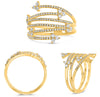 ESTATE WIDE .55CT DIAMOND 14KT YELLOW GOLD MULTI ROW CRISS CROSS FLORAL FUN RING