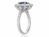 GIA CERTIFIED 4.75CT DIAMOND & AAA SAPPHIRE 18KT WHITE GOLD HALO ENGAGEMENT RING