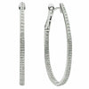 ESTATE .77CT DIAMOND 18KT WHITE GOLD 3D CLASSIC INSIDE OUT HOOP HANGING EARRINGS