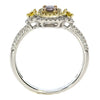 .59CT WHITE PINK & FANCY YELLOW DIAMOND 18KT TRI COLOR GOLD HALO ENGAGEMENT RING
