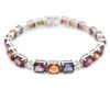 29.49CT DIAMOND & AAA MULTI COLOR SAPPHIRE 18KT WHITE GOLD CUFF TENNIS BRACELET