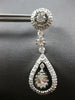 ESTATE 1.46CT DIAMOND 14KT WHITE GOLD ROUND & PEAR SHAPE HANGING EARRINGS #26799