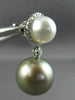 EXTRA LARGE .45CT DIAMOND & SOUTH SEA TAHITIAN PEARL 18KT WHITE GOLD 3D EARRINGS