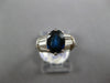 ESTATE WIDE 2.9CT DIAMOND & AAA SAPPHIRE 18KT WHITE GOLD 3D OVAL ENGAGEMENT RING