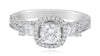 1.66CT DIAMOND 14KT WHITE GOLD ROUND & PRINCESS 3 STONE SQUARE ENGAGEMENT RING