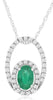ESTATE .59CT DIAMOND & AAA EMERALD 14KT WHITE GOLD OVAL & ROUND FLOATING PENDANT