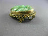 ANTIQUE AAA JADE 14KT YELLOW GOLD 3D HANDCRAFTED OVAL FLOWER FILIGREE PIN BROOCH