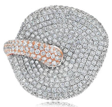 EXTRA LARGE 2.59CT DIAMOND 14KT ROSE GOLD 3D MULTI ROW LEAF LOVE KNOT FUN RING