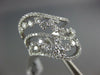 ESTATE LARGE 1.23CT DIAMOND 18K WHITE GOLD CLUSTER MULTI ROW WAVE SWIRL FUN RING