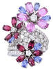 LARGE 6.9CT DIAMOND & AAA MULTI COLOR SAPPHIRE 18KT WHITE GOLD MULTI SHAPE RING