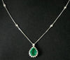 LARGE 3.04CT DIAMOND & AAA EMERALD 18KT WHITE GOLD PEAR SHAPE & ROUND NECKLACE