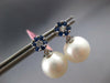 .50CT DIAMOND & AAA SAPPHIRE & SOUTH SEA PEARL 14KT WHITE GOLD FLOWER EARRINGS