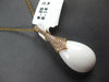 LARGE 8.36CT DIAMOND & AAA WHITE AGATE 14KT ROSE GOLD TEAR DROP FLOATING PENDANT