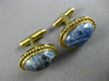 ANTIQUE EXTRA LARGE AAA SODALITE 14K YELLOW GOLD 3D SOLITAIRE OVAL ROPE CUFFLINK