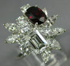 ESTATE LARGE 4.85CT DIAMOND & AAA RUBY PLATINUM CLUSTER FLOWER ANNIVERSARY RING