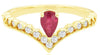 .82CT DIAMOND & AAA RUBY 14KT YELLOW GOLD PEAR SHAPE & ROUND CROWN FUN RING