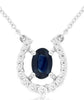 .85CT DIAMOND & AAA SAPPHIRE 14KT WHITE GOLD OVAL & ROUND HORSESHOE FUN NECKLACE
