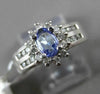 ESTATE 1.08CT DIAMOND & AAA TANZANITE 14KT WHITE GOLD CLUSTER ENGAGEMENT RING