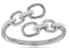 ESTATE .06CT DIAMOND 14KT WHITE GOLD ROUND OVAL LOVE KNOT CRISS CROSS FUN RING