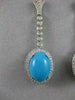 ESTATE 1.40CT DIAMOND & TURQUOISE 14K WHITE GOLD FILIGREE HANGING EARRINGS 20409
