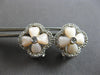 .30CT DIAMOND & AAA CORAL 14K WHITE GOLD MULTI HEART FLOWER CLIP EARRINGS #28202