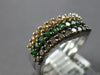 WIDE 1.15CT MOCHA DIAMOND & AAA TSAVORITE & YELLOW SAPPHIRE 14KT WHITE GOLD RING