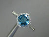 ESTATE 1.29CT DIAMOND & AAA BLUE TOPAZ 14KT WHITE GOLD 3D CUSHION FUN LOVE RING
