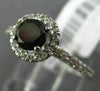 ESTATE 1.0CT WHITE & BLACK DIAMOND 14KT WHITE GOLD CLASSIC HALO ENGAGEMENT RING