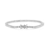 ESTATE LARGE 4.60CT DIAMOND 14KT WHITE GOLD PRINCESS CUT TENNIS LOVE BRACELET