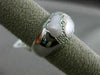 ESTATE WIDE .18CT DIAMOND 14K WHITE GOLD 3D MOTHER OF PEARL 3 CLOVER FLOWER RING