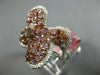 ESTATE LARGE 3.25CT WHITE & PINK DIAMOND 18K WHITE & ROSE BUTTERFLY FLOWER RING