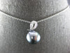 .02CT DIAMOND & TAHITIAN PEARL 14KT WHITE GOLD TEAR DROP APPLE FLOATING PENDANT