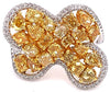 EXTRA LARGE 4.12CT WHITE & FANCY YELLOW DIAMOND 18K 2 TONE GOLD MULTI SHAPE RING