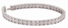 5.96CT DIAMOND 18KT WHITE GOLD ROUND & BAGUETTE INVISIBLE SQUARE TENNIS BRACELET