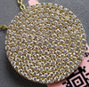 LARGE 1.0CT DIAMOND 14KT YELLOW GOLD 3D MULTI ROW PAVE CIRCULAR FLOATING PENDANT