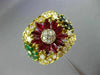 LARGE 3.80CT DIAMOND AAA MULTI GEM 18KT YELLOW GOLD 3D MULTI FLOWER FUN RING E/F