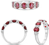 ESTATE 1.90CT DIAMOND & AAA RUBY 14K WHITE GOLD 3D ROUND & OVAL ANNIVERSARY RING