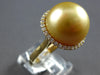 EXTRA LARGE .44CT DIAMOND & AAA GOLDEN SOUTH SEA PEARL 18K YELLOW GOLD HALO RING