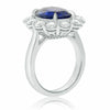 ESTATE 8.21CT ROUND DIAMOND & AAA SAPPHIRE 18K WHITE GOLD FLOWER ENGAGEMENT RING
