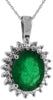2.76CT DIAMOND & AAA EMERALD 14KT WHITE GOLD OVAL & ROUND HALO FLOATING PENDANT